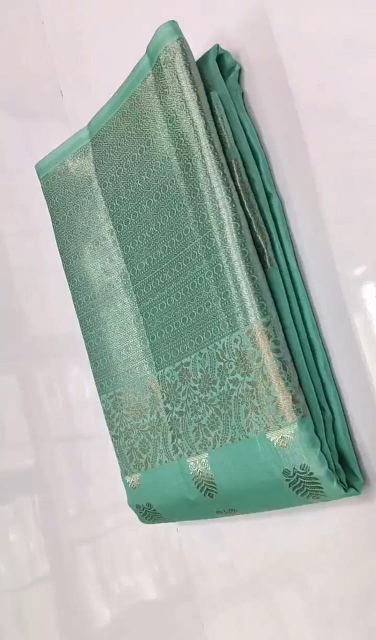 See Green Kanchipuram Handloom Single Warp Pattu Silk Saree