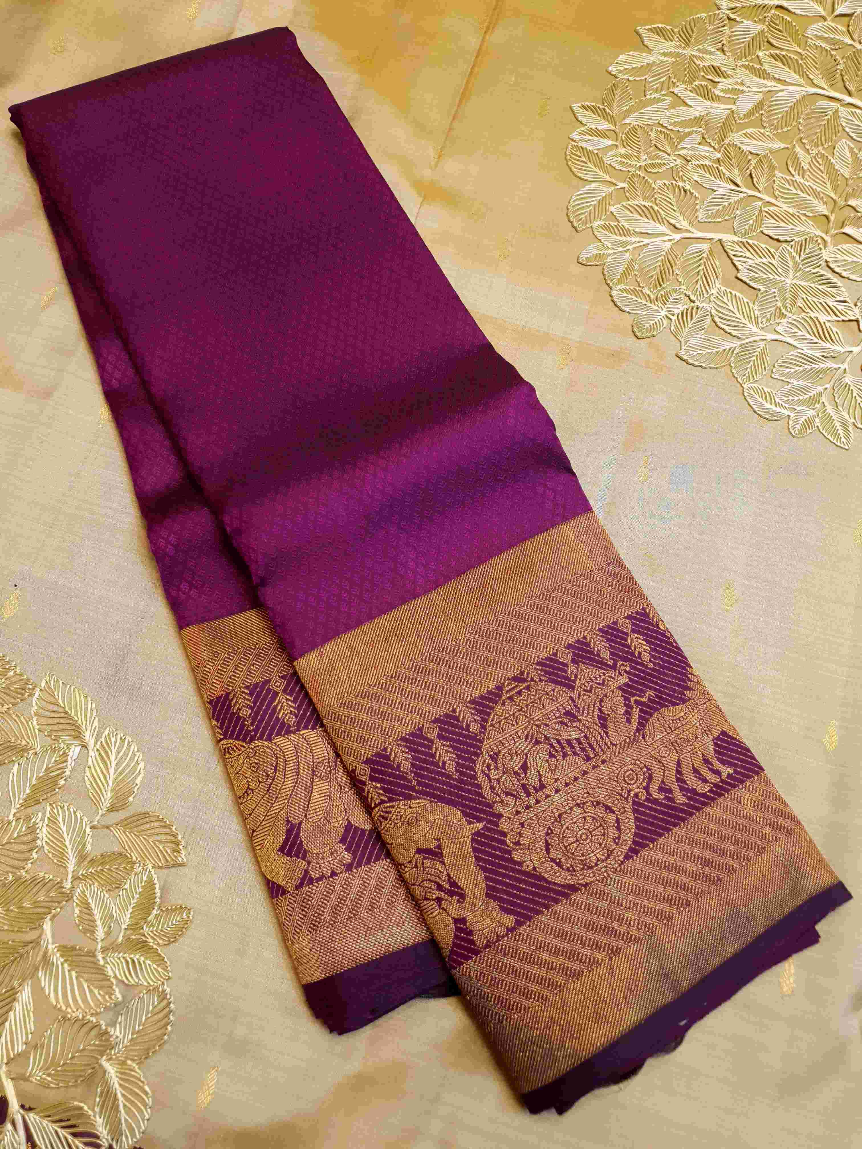 Magenta Kanchipuram Handloom 2G Gold Kalyana Pallakku Silk Saree
