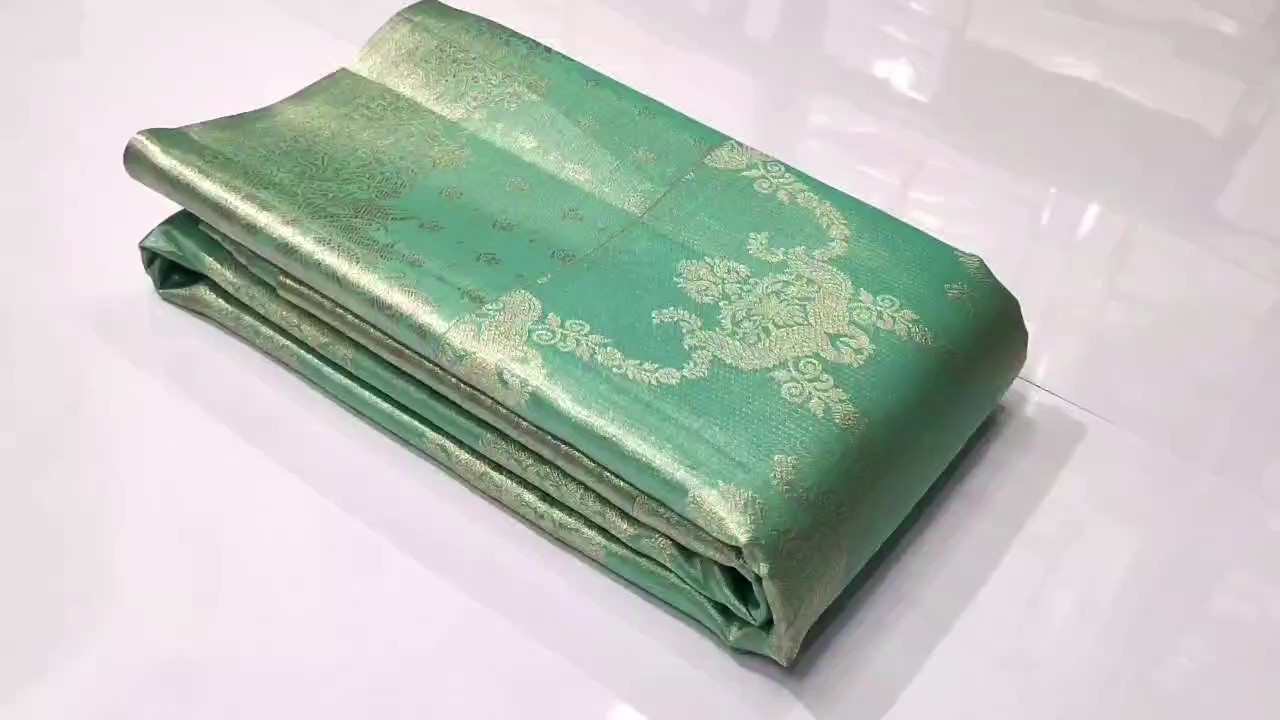 Sea Green Kanchipuram Handloom Tissue Brocade Silk Saree