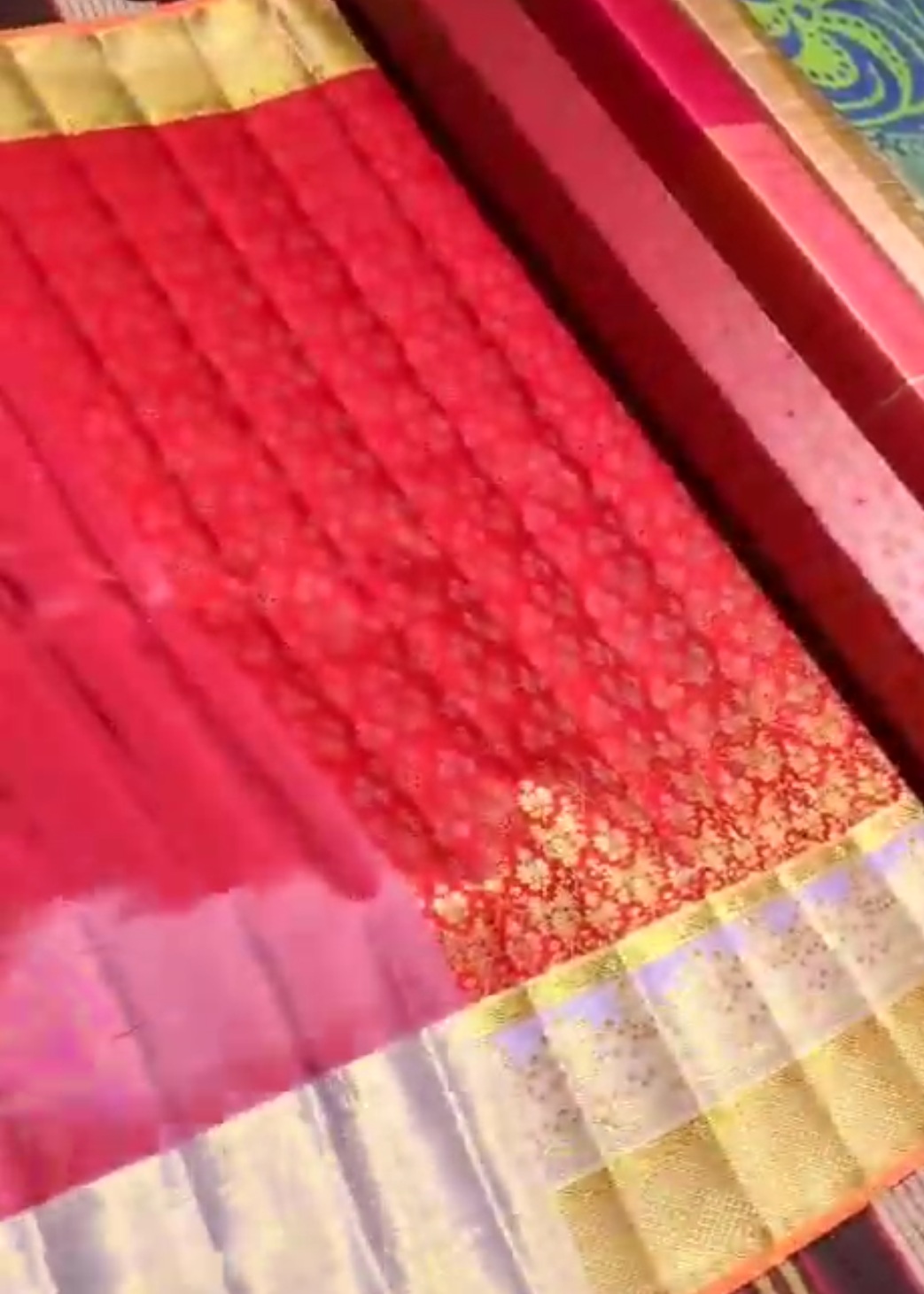 Red Kanchipuram Handloom Tissue 1G Red Brocade Silk Saree