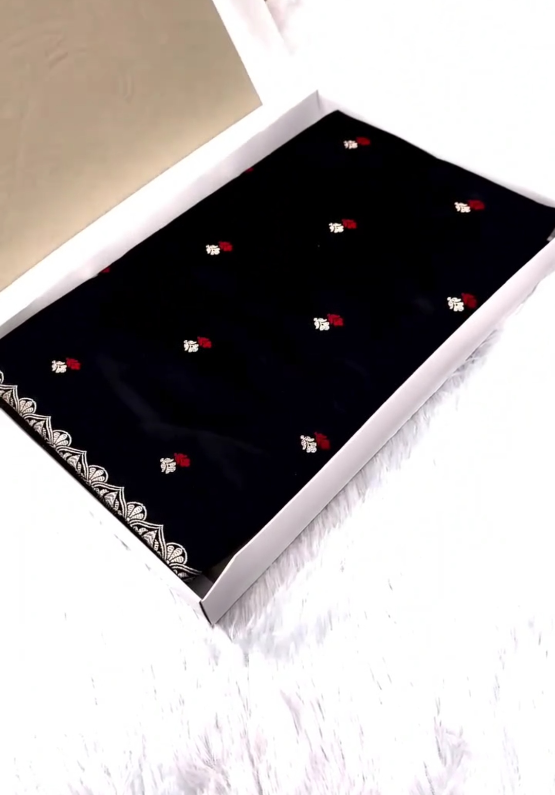 Black Banarasi Mashru Soft Silk Saree