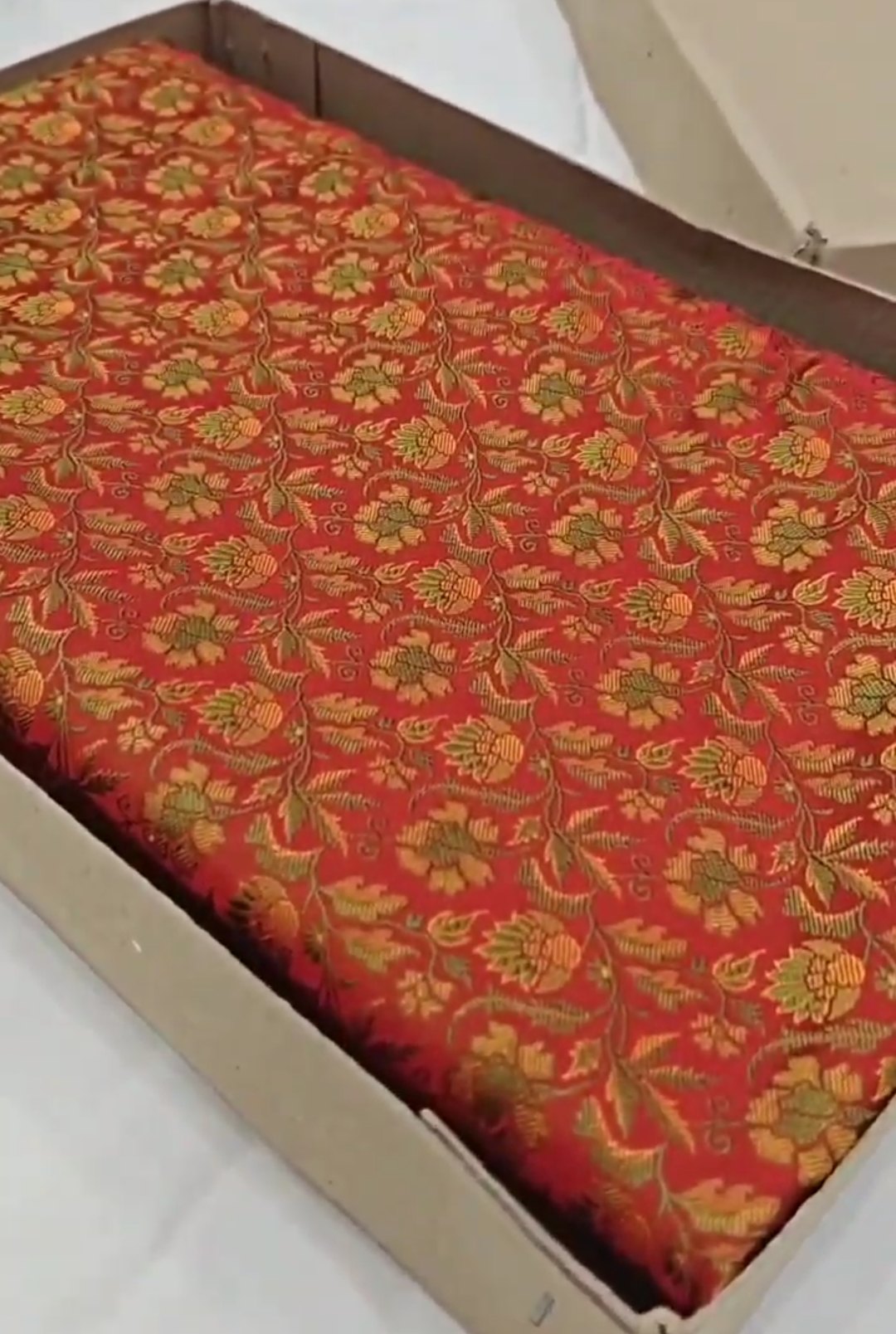 Orange Banarasi Semi Katan Silk Tanchoi Brocade Saree