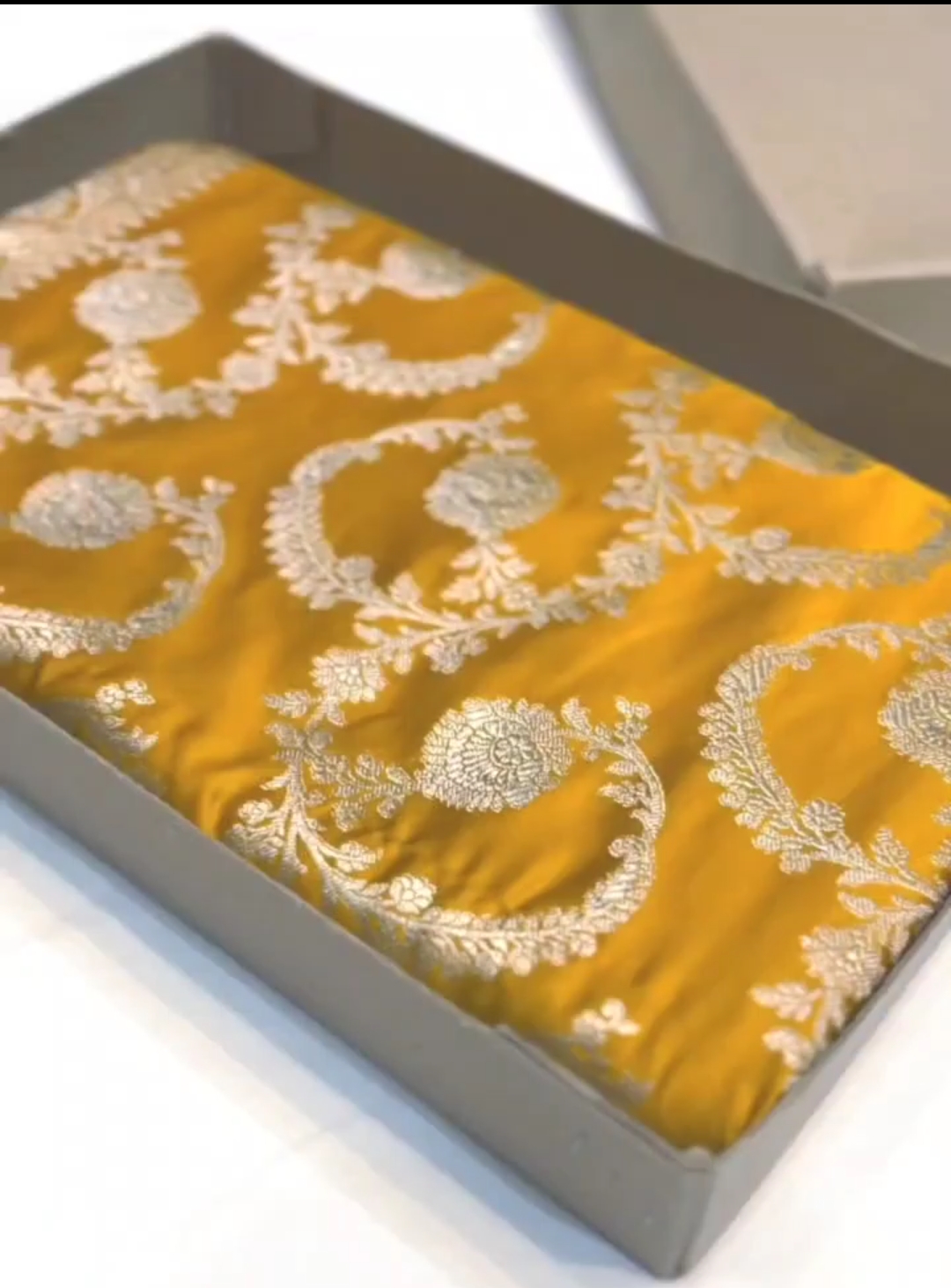 Turmeric Banarasi Mashru Soft Silk Saree