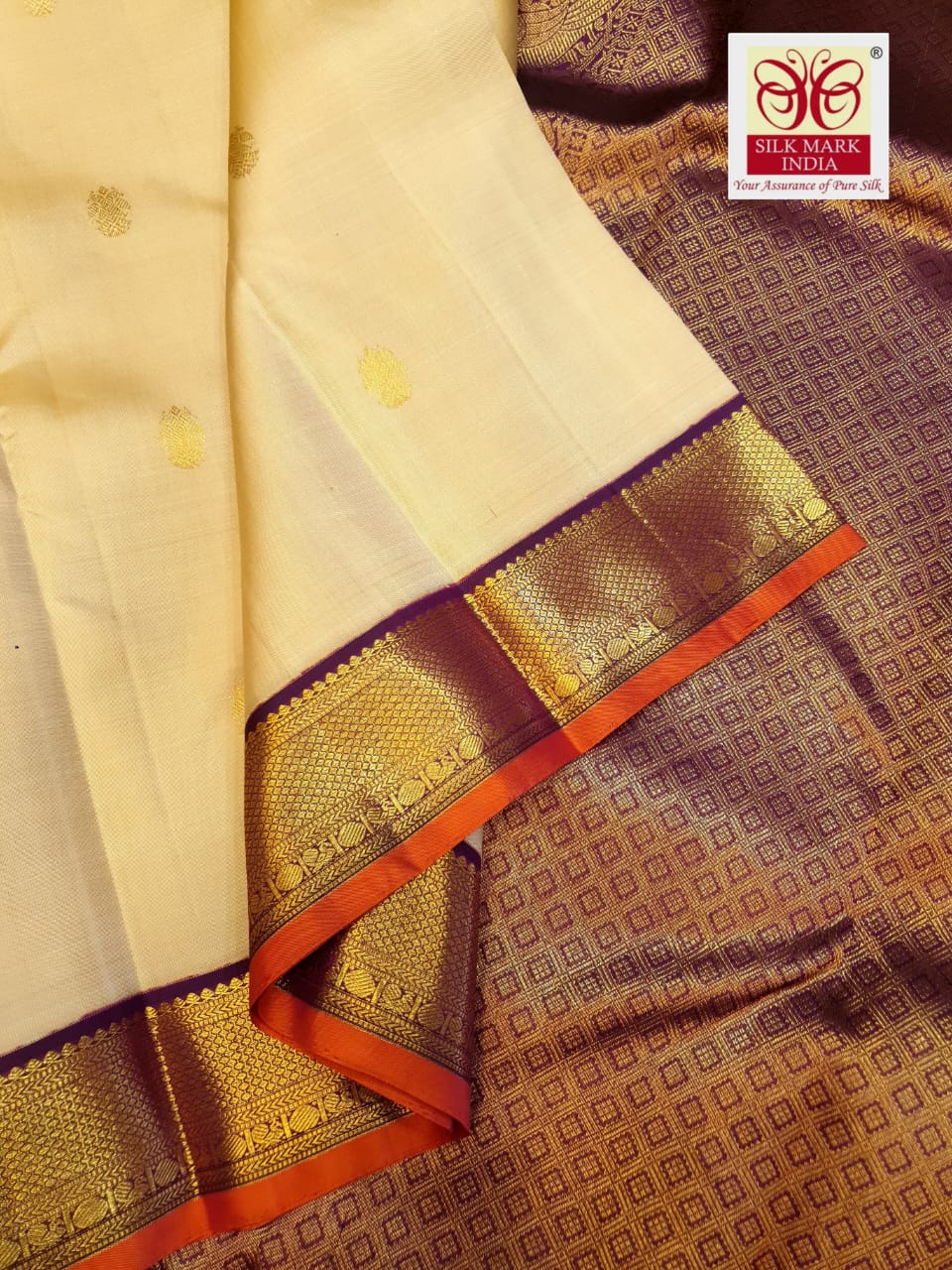 Cadmium Lemon Kanchipuram Handloom 2G Gold Pattu Silk Saree