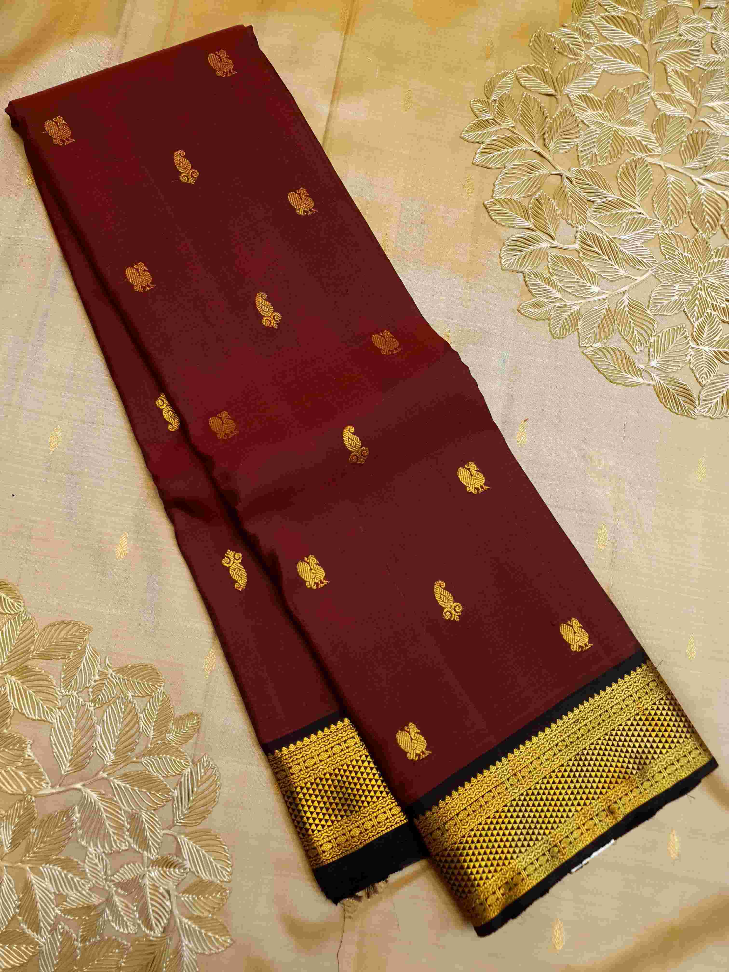 Maroon Kanchipuram Handloom 1G Gold Pattu Silk Saree