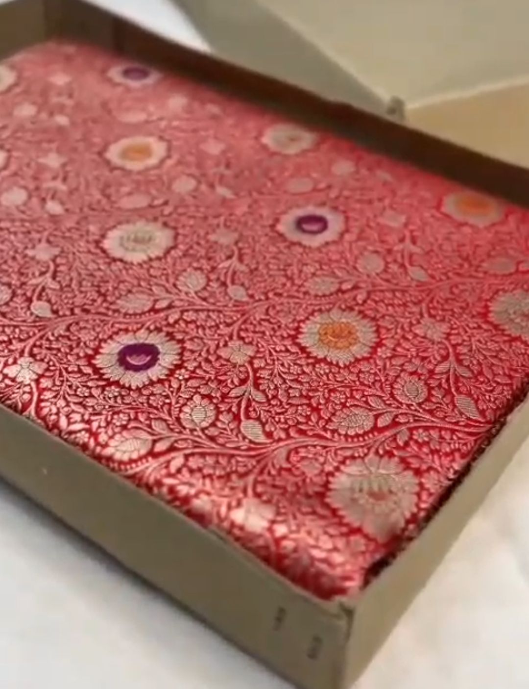 Red Banarasi Handloom Katan Silk Meenakari Saree