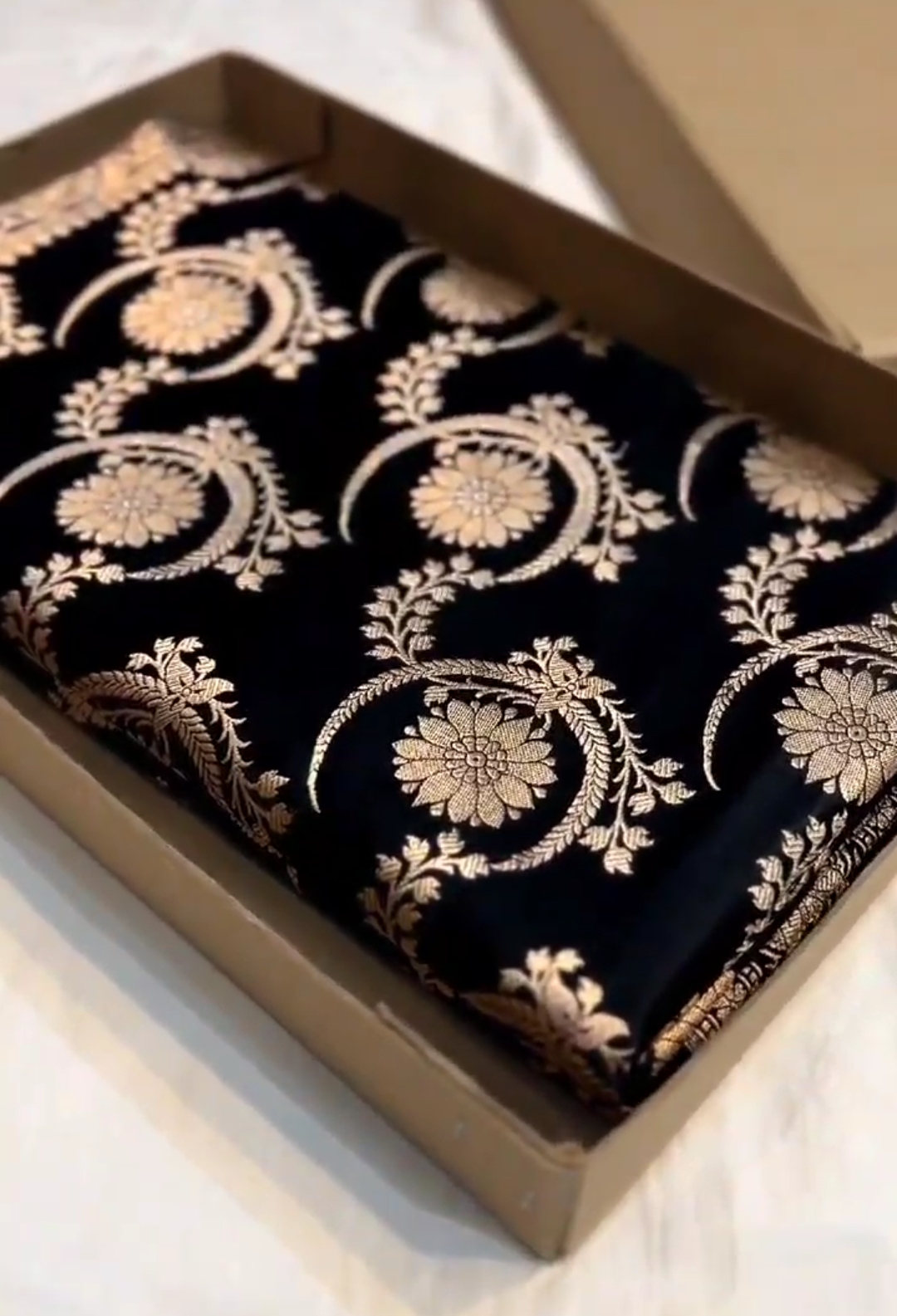 Black Banarasi Mashru Soft Silk Saree