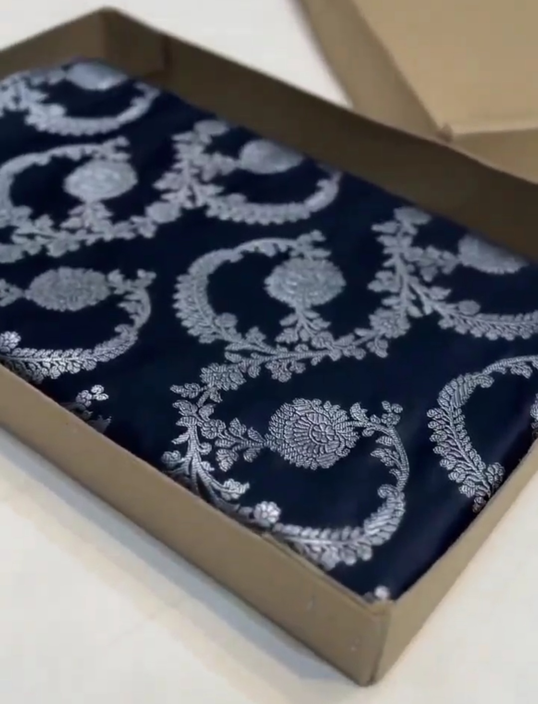 Midnight Blue Banarasi Mashru Soft Silk Saree