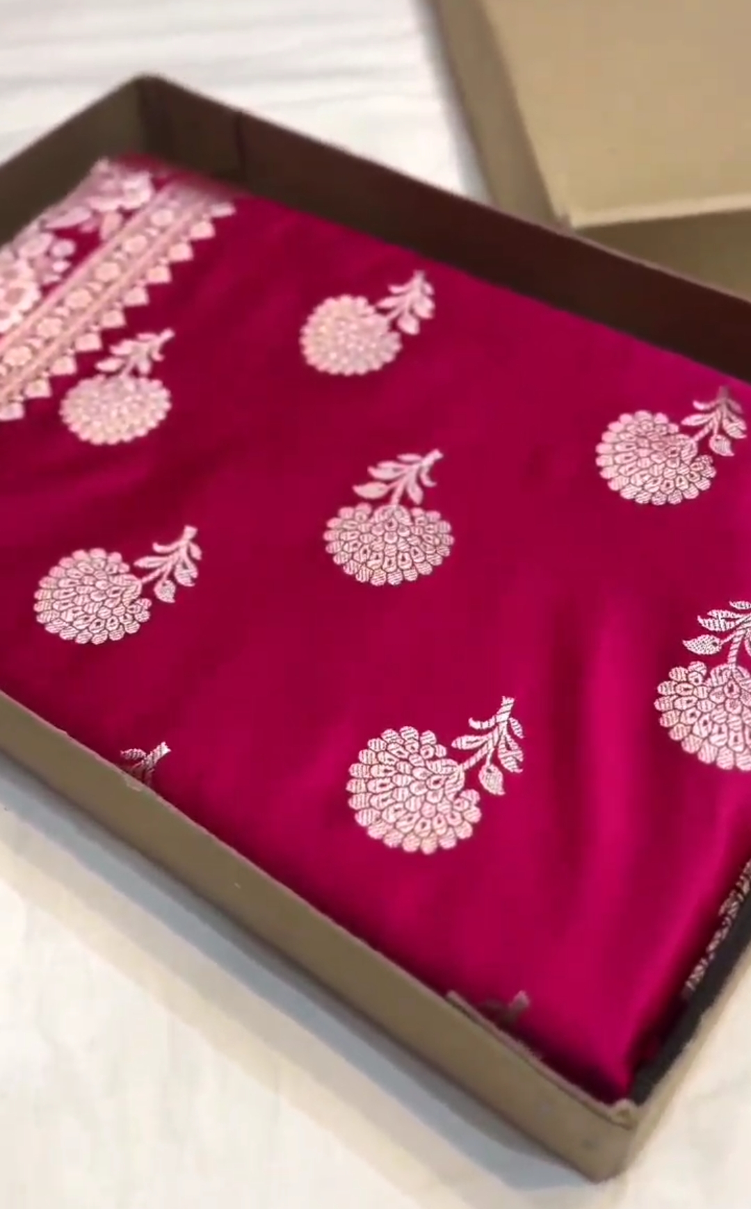 Hot Pink Banarasi Mashru Soft Silk Saree