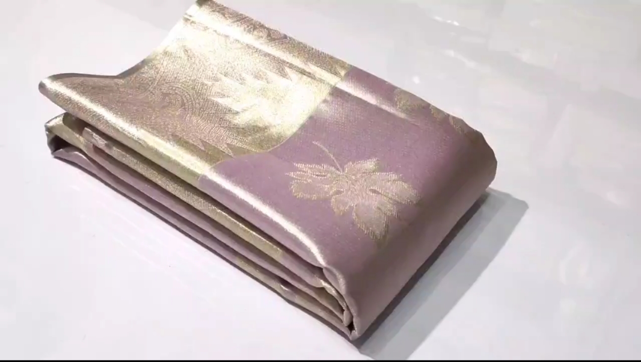 Lavender Kanchipuram Handloom Tissue Brocade Silk Saree