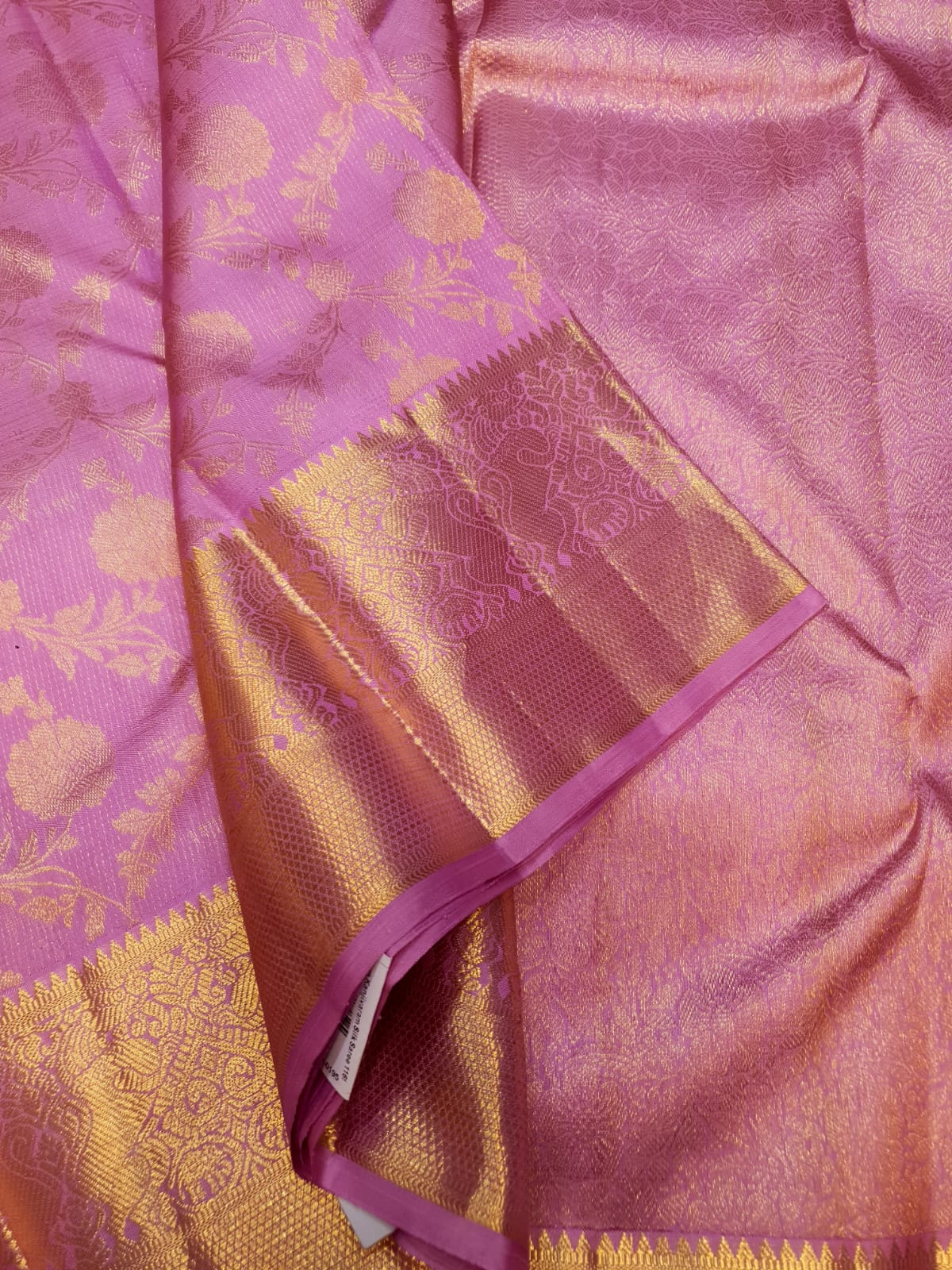Onion Pink Kanchipuram Handloom 2G Gold Pattu Silk Saree