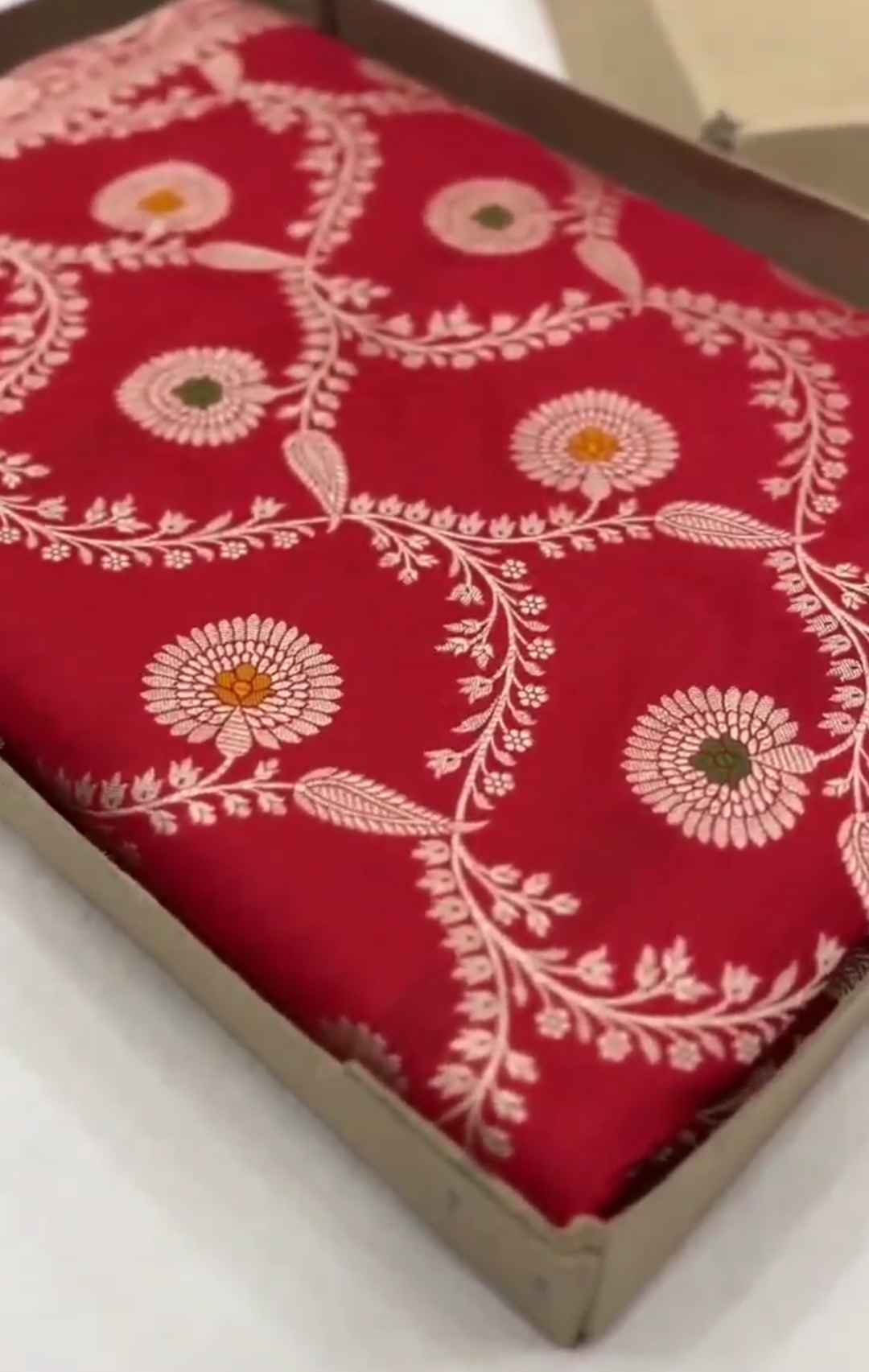 Rustic Red Banarasi Handloom Katan Silk Meenakari Saree