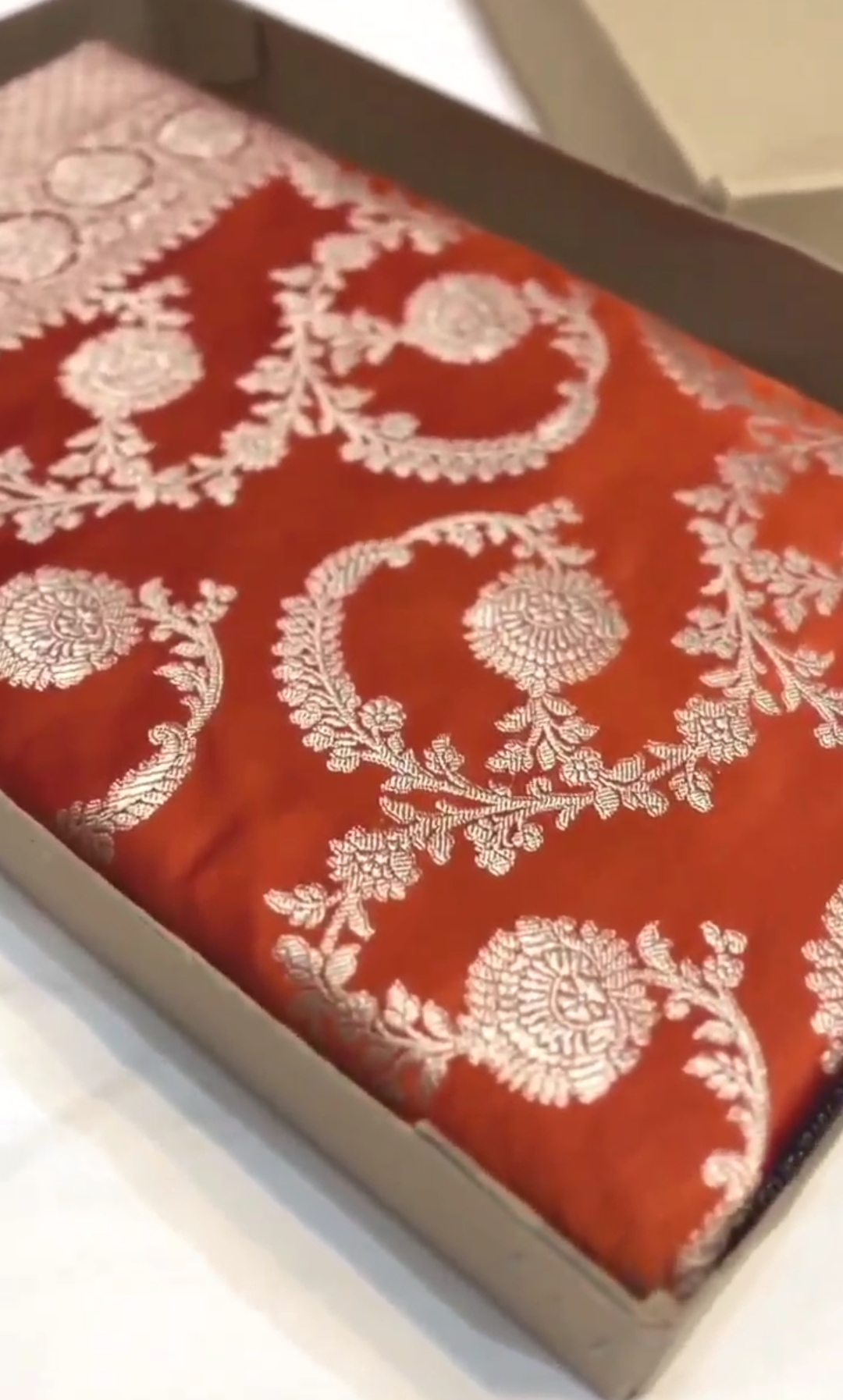 Orange Banarasi Mashru Soft Silk Saree