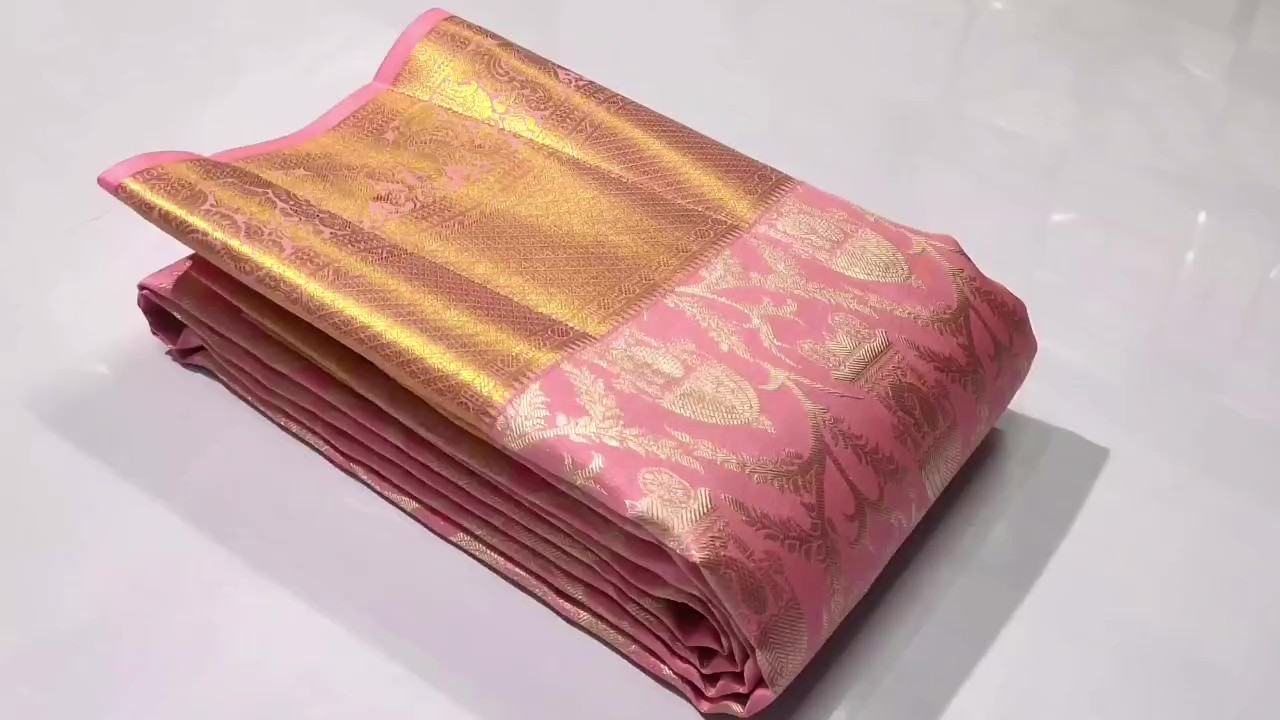 Pink Kanchipuram Handloom Tissue Brocade Silk Saree