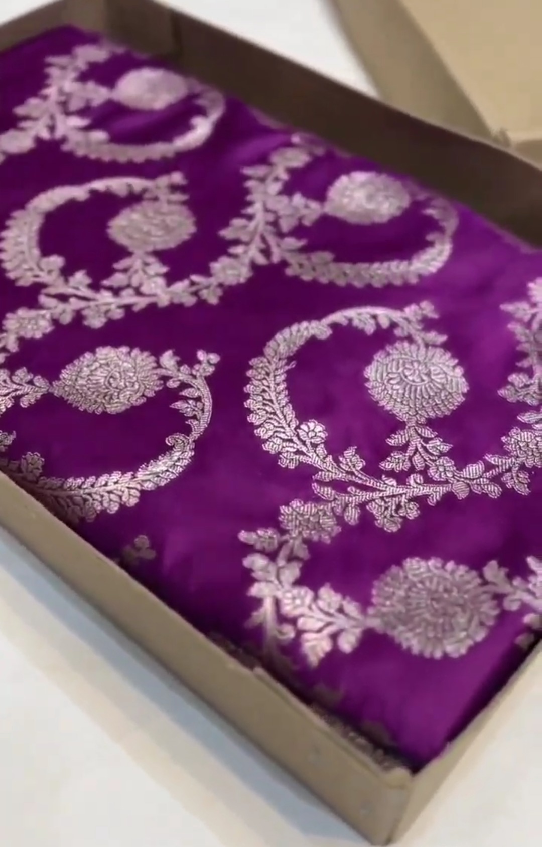 Lilac Banarasi Mashru Soft Silk Saree