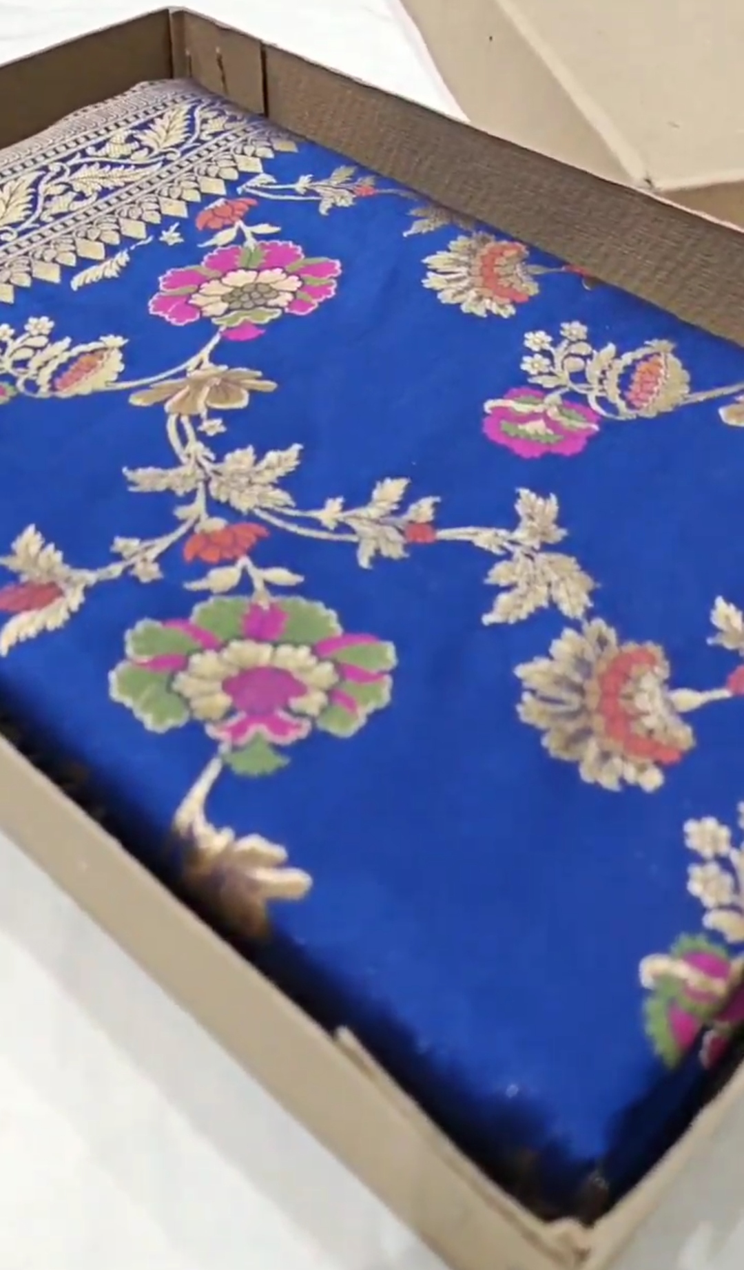 Azure Blue Banarasi Soft Katan Silk Tilfi Meenakari Saree