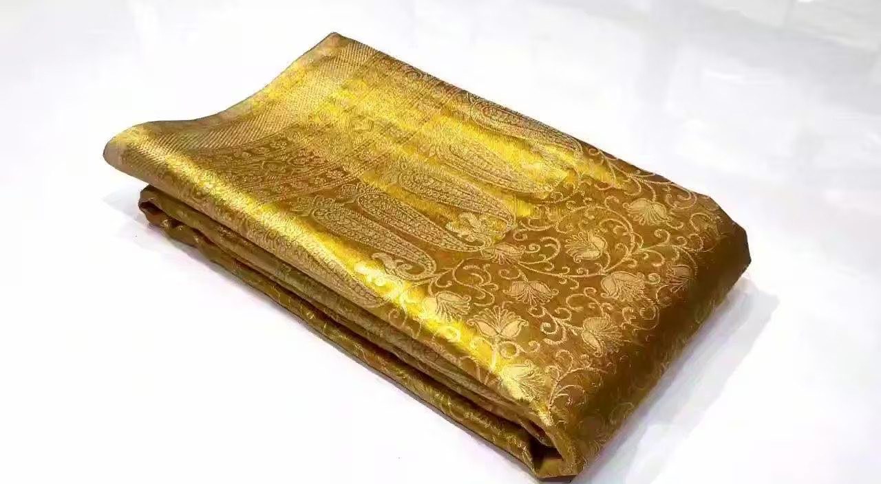 Gold Kanchipuram Handloom Tissue Brocade Silk Saree
