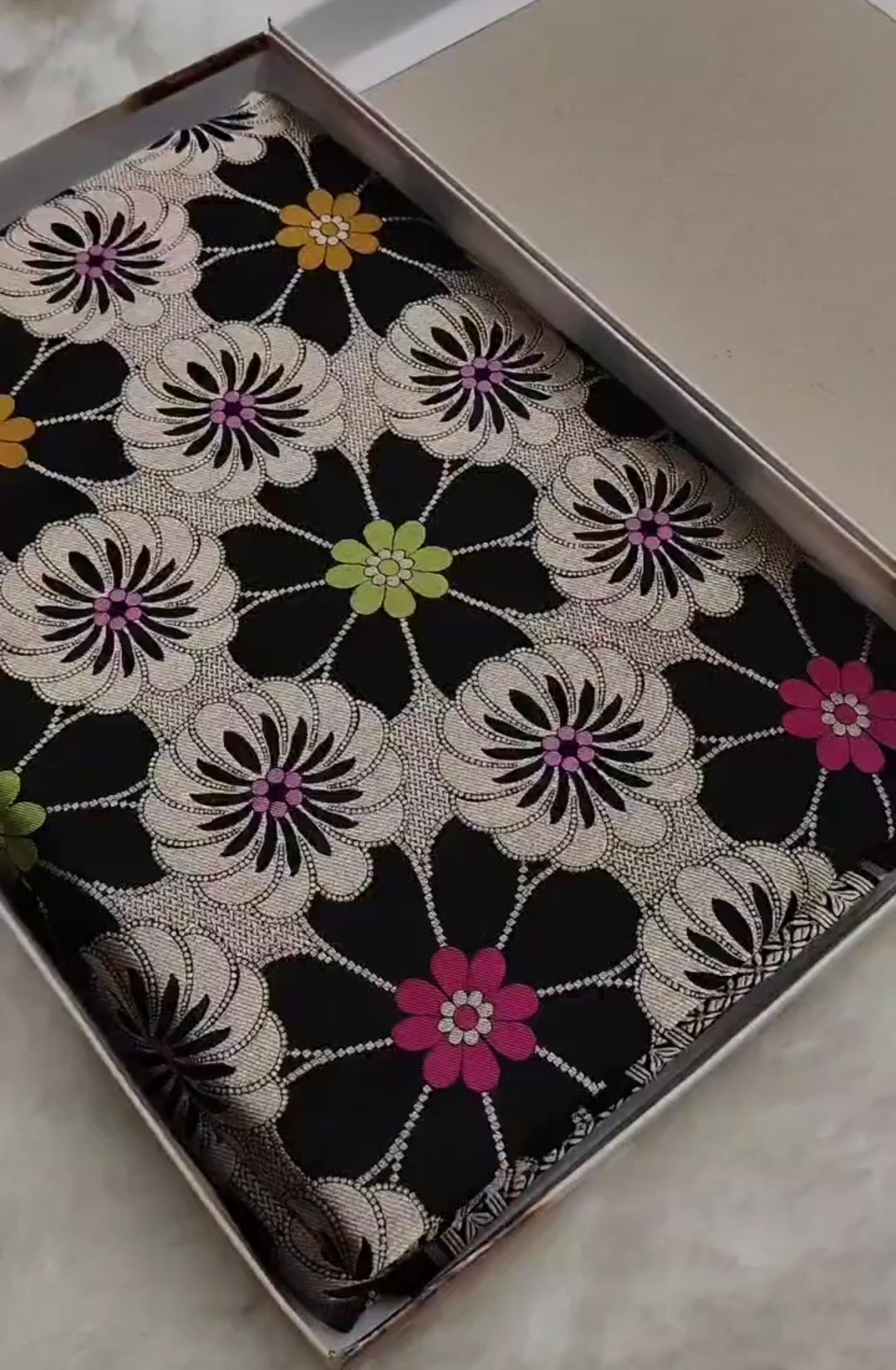 Black Banarasi Handloom Katan Silk Meenakari Saree