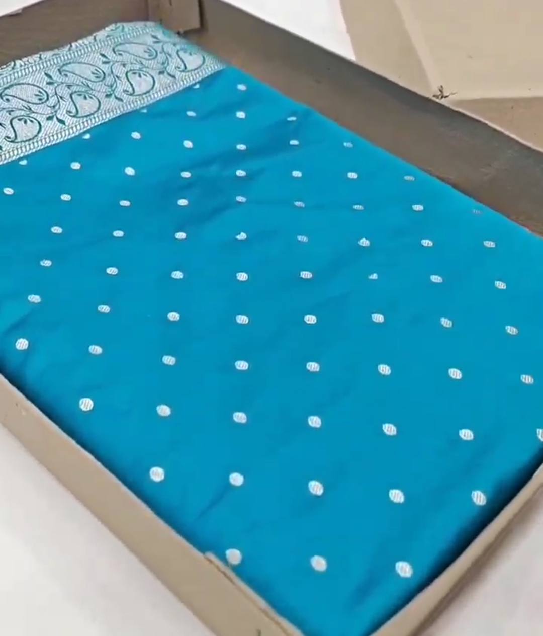 Deep Sky Blue Banarasi Mashru Soft Silk Saree