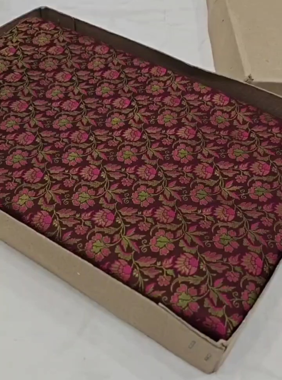 Wine Banarasi Semi Katan Silk Tanchoi Brocade Saree