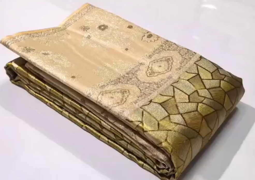 Olive Kanchipuram Handloom Tissue Brocade Silk Saree