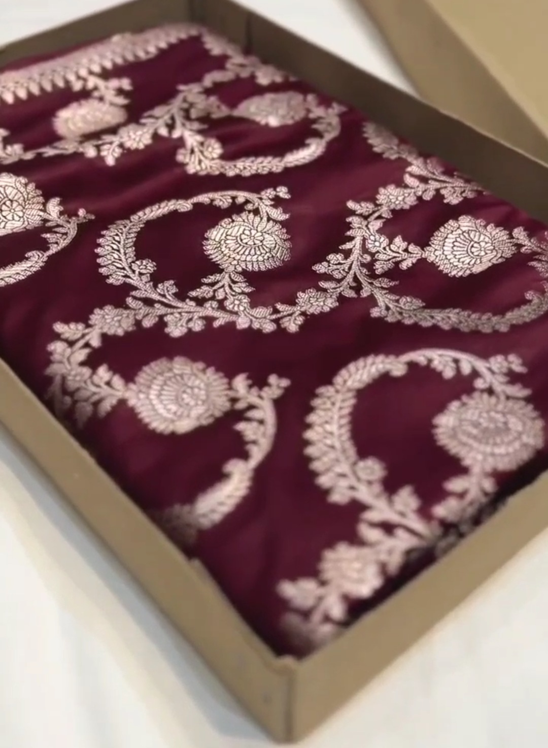 Maroon Banarasi Mashru Soft Silk Saree