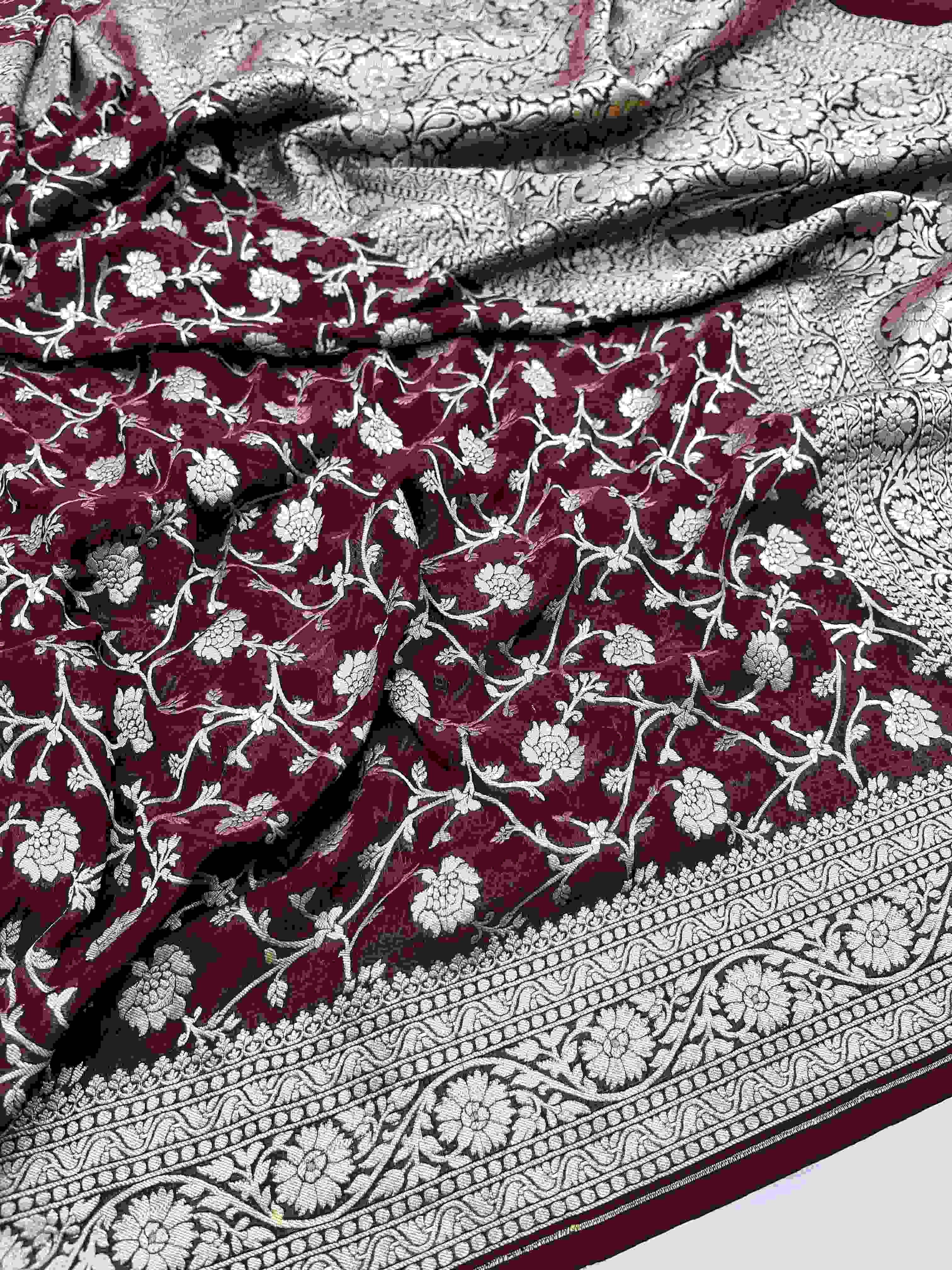 Brown Banarasi Handloom Antique Zari Georgette Silk Saree