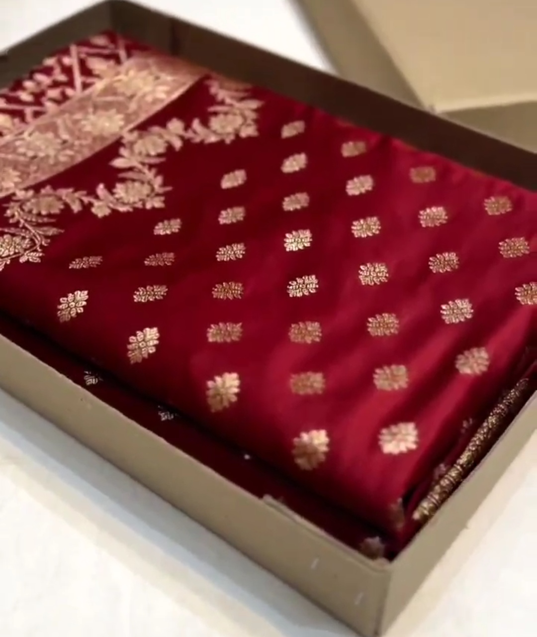 Maroon Banarasi Satin Katan Silk Saree