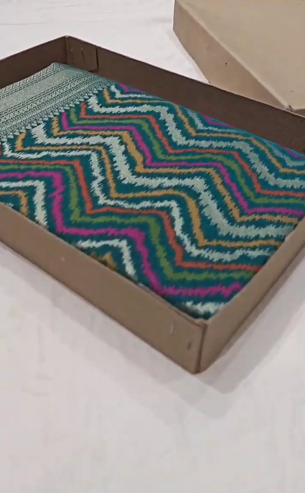 Dark Turquoise Banarasi Soft Katan Silk Lehriya Saree