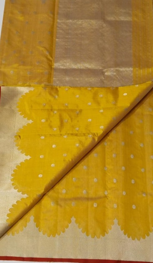 Yellow Chanderi Handloom Pattu Silk Saree