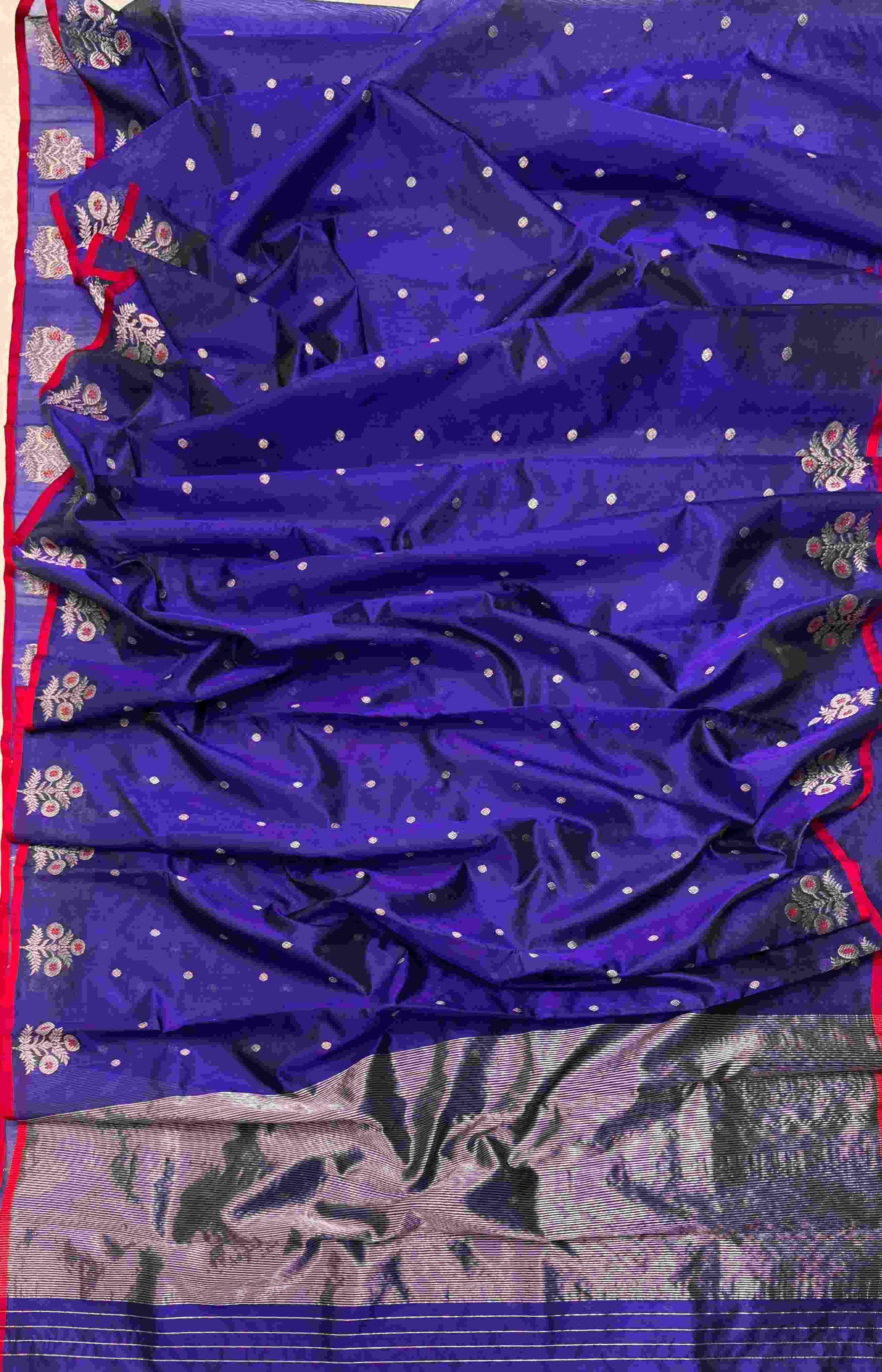 Lilac Chanderi Handloom Pattu Silk Meenakari Saree