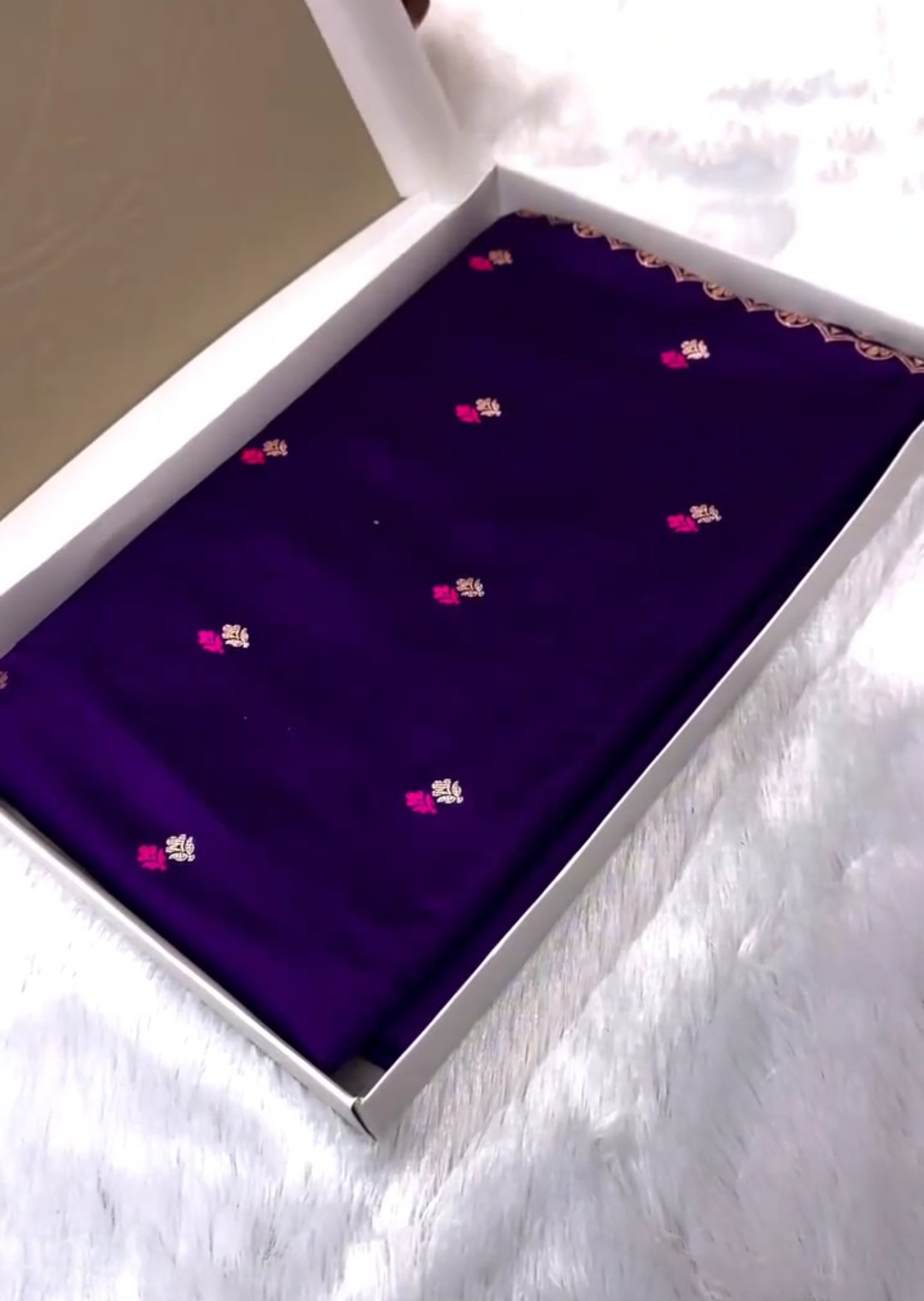 Purple Banarasi Mashru Soft Silk Saree