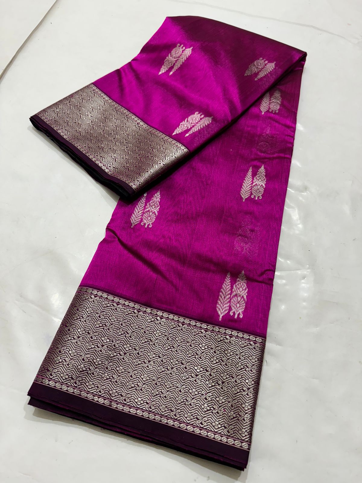 Rose Pink Chanderi Handloom Pattu Silk Nakshi Saree
